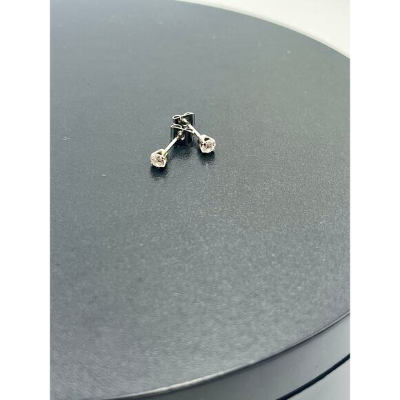 Vintage Studex 585 14k White Gold Clear Cubic Zirconia 3mm Stud Earrings - Picture 4 of 9